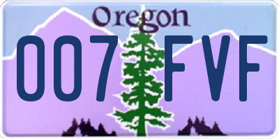 OR license plate 007FVF