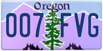 OR license plate 007FVG