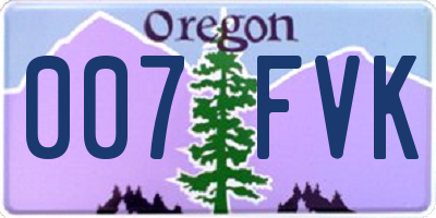 OR license plate 007FVK