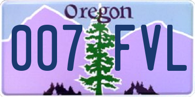 OR license plate 007FVL