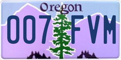 OR license plate 007FVM