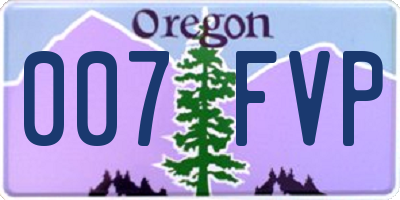 OR license plate 007FVP