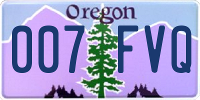 OR license plate 007FVQ