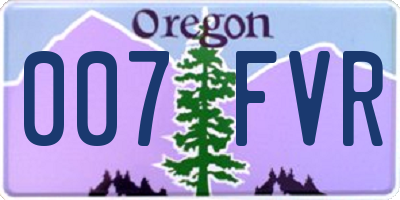 OR license plate 007FVR