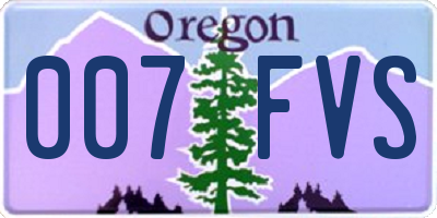 OR license plate 007FVS