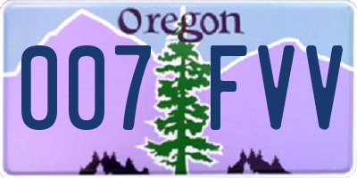 OR license plate 007FVV