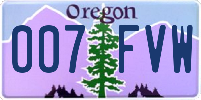 OR license plate 007FVW