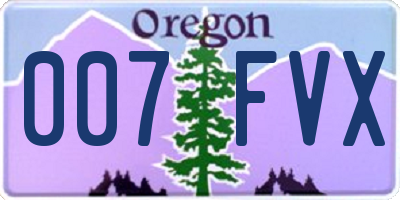 OR license plate 007FVX