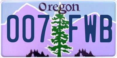 OR license plate 007FWB