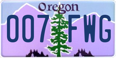OR license plate 007FWG