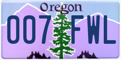 OR license plate 007FWL