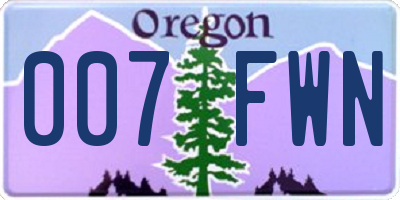 OR license plate 007FWN
