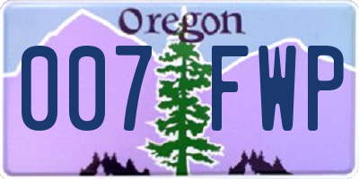 OR license plate 007FWP
