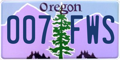 OR license plate 007FWS