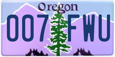 OR license plate 007FWU