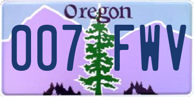 OR license plate 007FWV