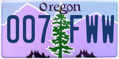 OR license plate 007FWW