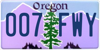 OR license plate 007FWY