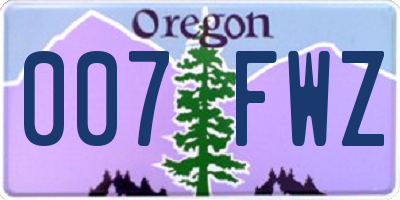 OR license plate 007FWZ