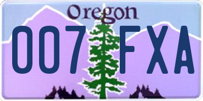 OR license plate 007FXA