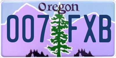 OR license plate 007FXB