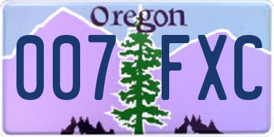 OR license plate 007FXC