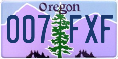 OR license plate 007FXF