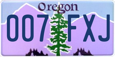 OR license plate 007FXJ
