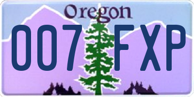 OR license plate 007FXP