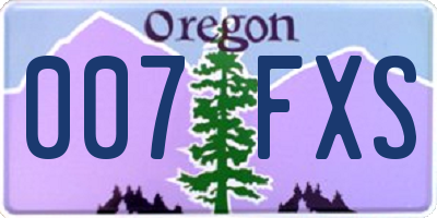 OR license plate 007FXS