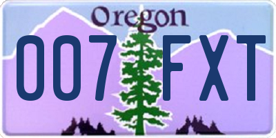 OR license plate 007FXT