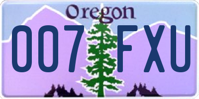 OR license plate 007FXU