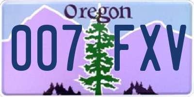 OR license plate 007FXV