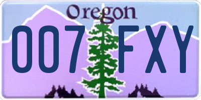 OR license plate 007FXY