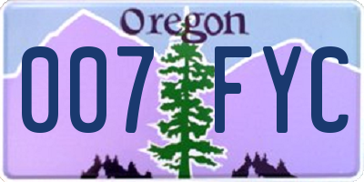 OR license plate 007FYC