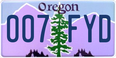 OR license plate 007FYD