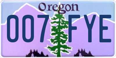 OR license plate 007FYE