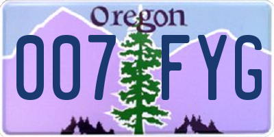 OR license plate 007FYG