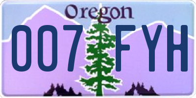 OR license plate 007FYH