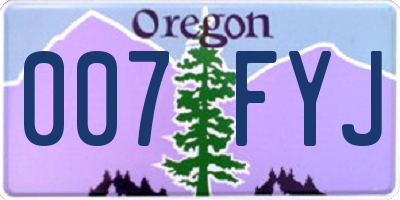 OR license plate 007FYJ
