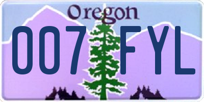 OR license plate 007FYL