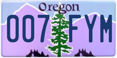 OR license plate 007FYM