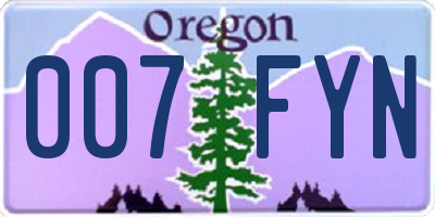 OR license plate 007FYN