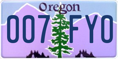 OR license plate 007FYO