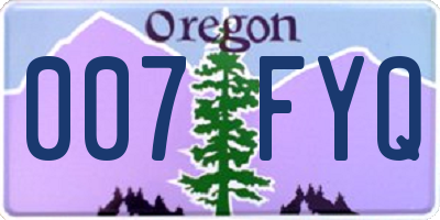 OR license plate 007FYQ