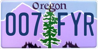 OR license plate 007FYR
