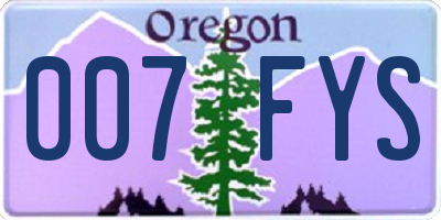 OR license plate 007FYS
