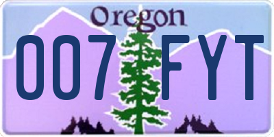 OR license plate 007FYT