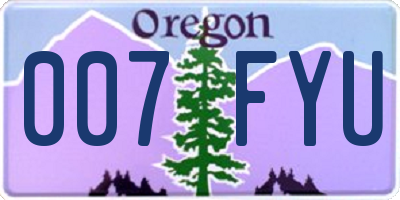 OR license plate 007FYU