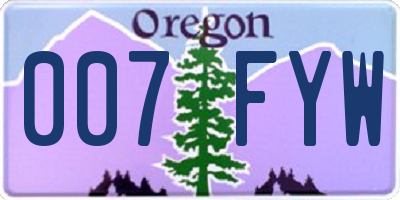 OR license plate 007FYW